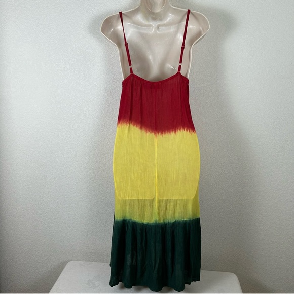 VTG Just Cruisin women Free size rayon sun dress tiered Bohemian Hippie unique - Picture 3 of 9